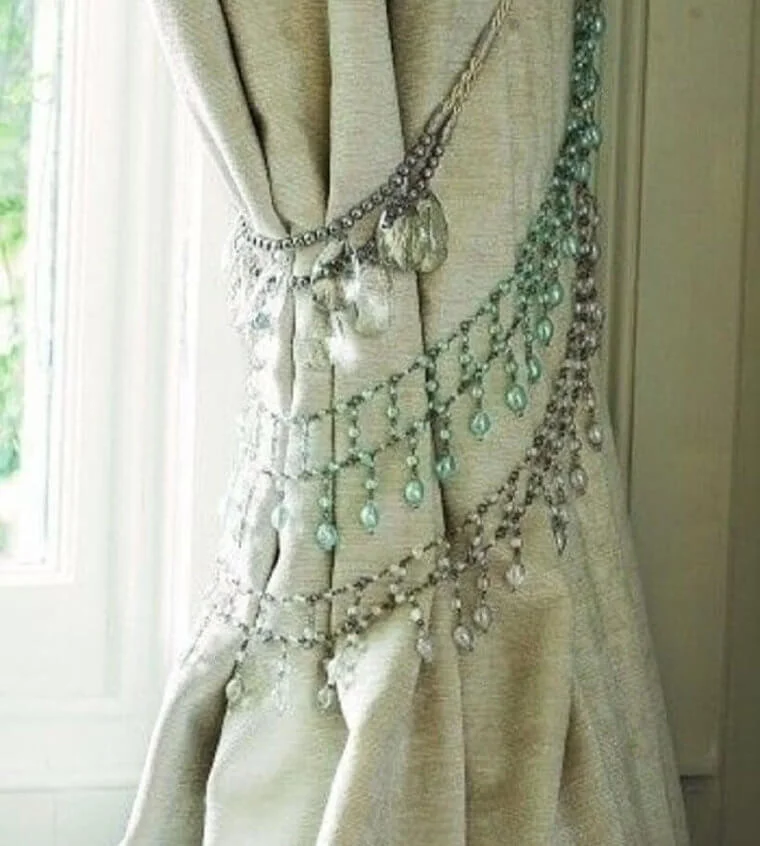 Home Design-Make Curtain Tiebacks Out of an Old Necklace