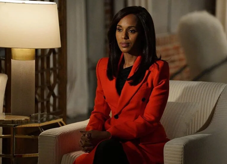 Scandal-Olivia Pope, a lawyer on the Shonda Rhimes-produced television series Scandal, wore only expertly tailored designer clothing.
