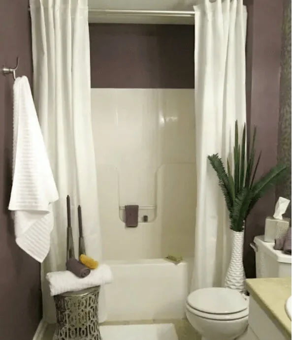 Home Design-Use Two Shower Curtains to Give your Bathroom a Dramatic Appearance